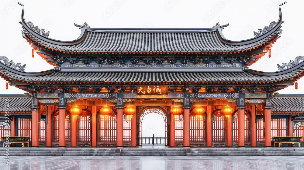 Fototapeta premium Illustration Of China Landmarks, Generative AI