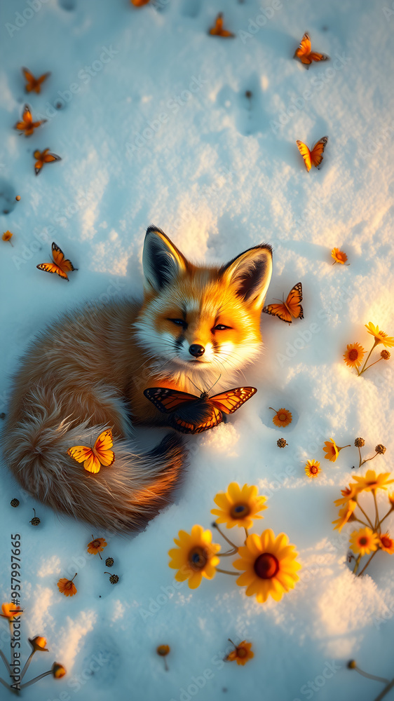 Fototapeta premium fox in the snow