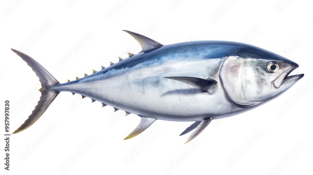 Blue tuna fish, on a white background Blue tuna fish, on a white background