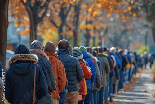 Wallpaper Mural People stand in a long queue to cast vote in the election Torontodigital.ca