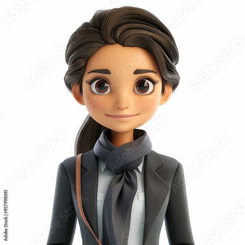 Stylish 3D Cartoon Character in a Professional Attire Capturing Confidence and Charm photo