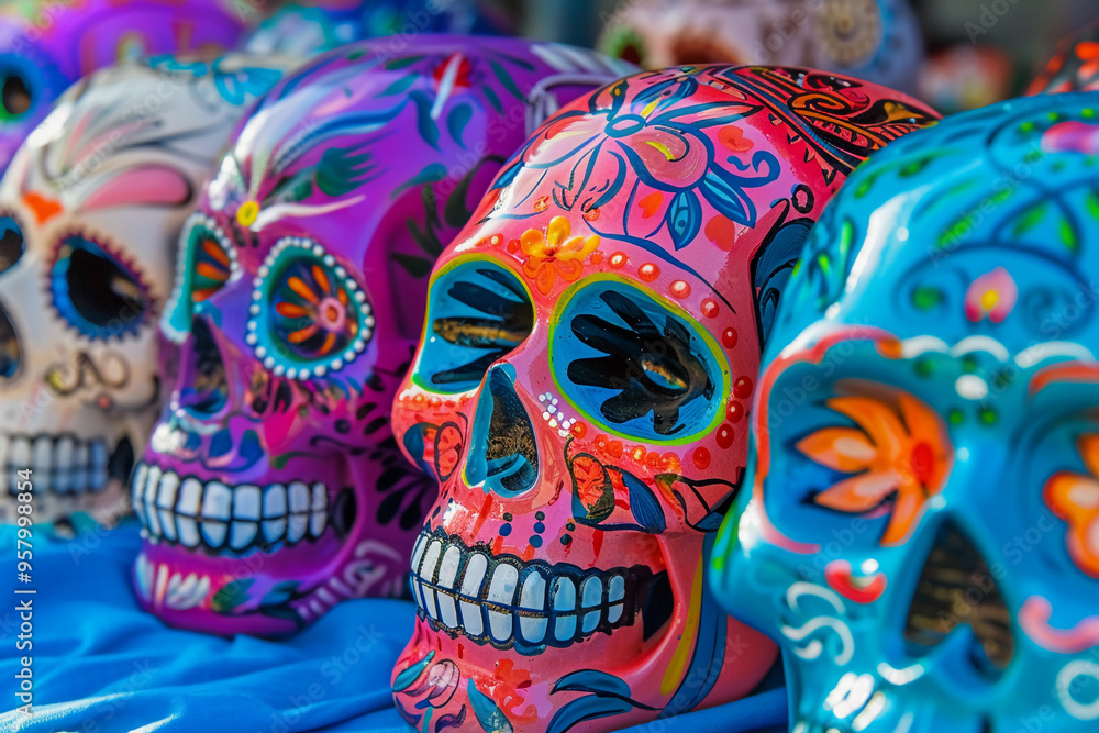 Beautiful greeting card with bright holiday composition for happy to joy celebrate dia de muertos Beautiful greeting card with bright holiday composition for happy to joy celebrate dia de muertos