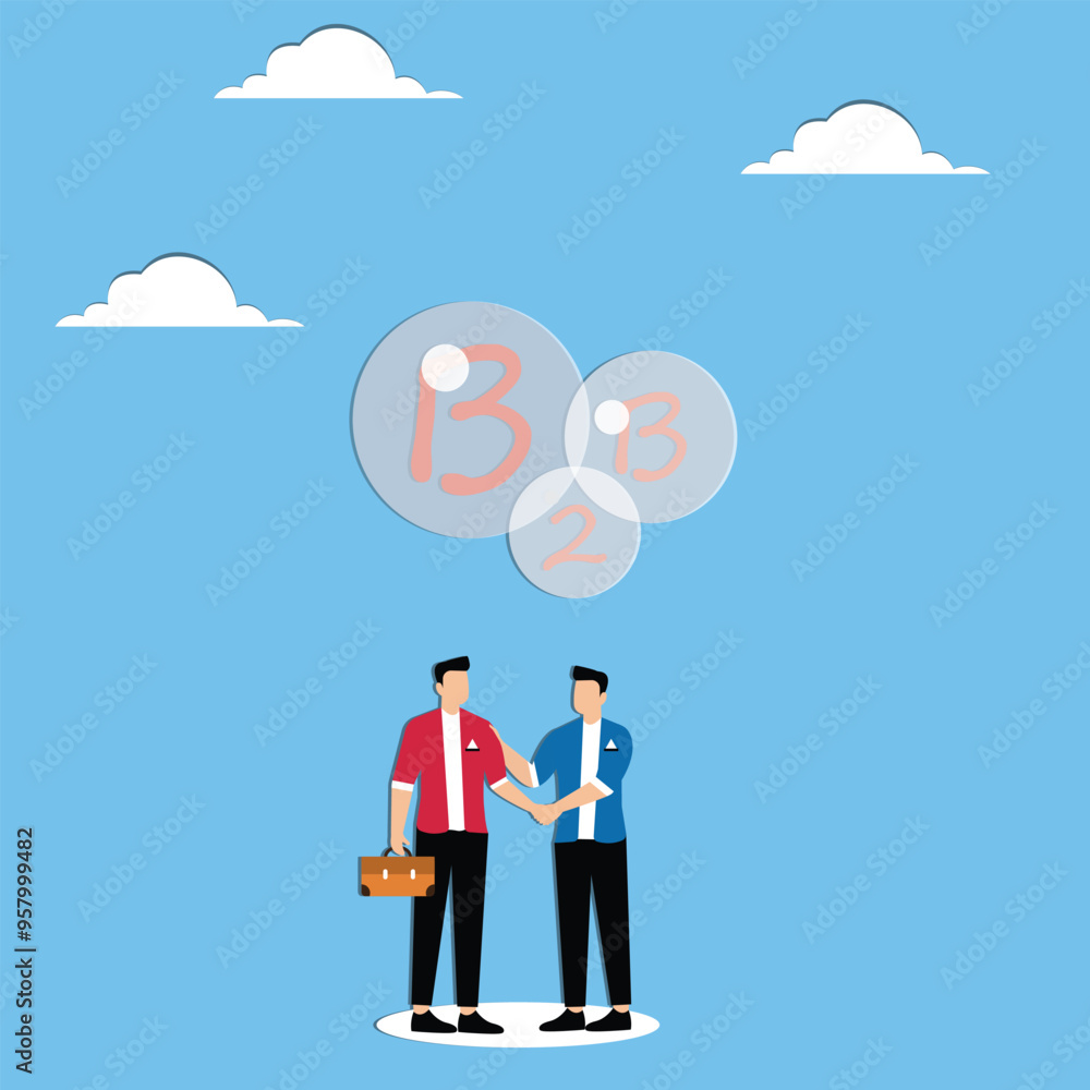 Men handshake under speech bubble with B2B Men handshake under speech bubble with B2B