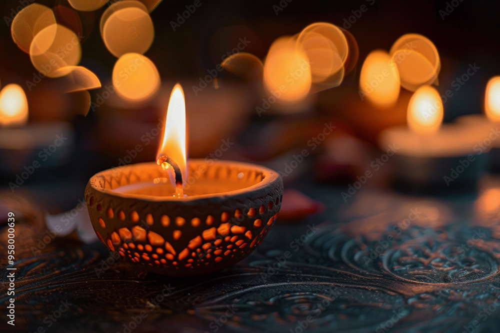 Beautiful greeting card with bright holiday composition for happy and celebrate Diwali Beautiful greeting card with bright holiday composition for happy and celebrate Diwali