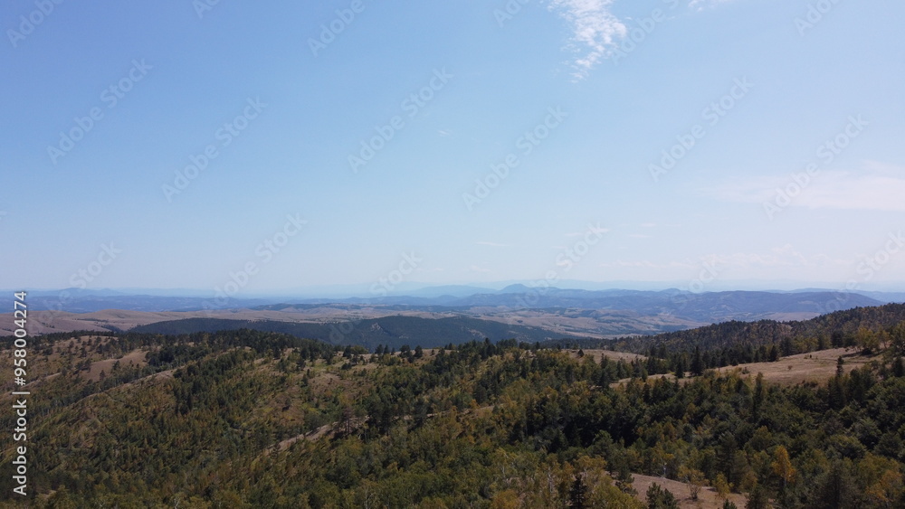 Fototapeta premium Very beautiful wooded mountain peaks