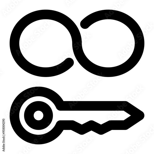 Canvas-taulu hardwired key, installed key, permanent, key, cyber security outline icon