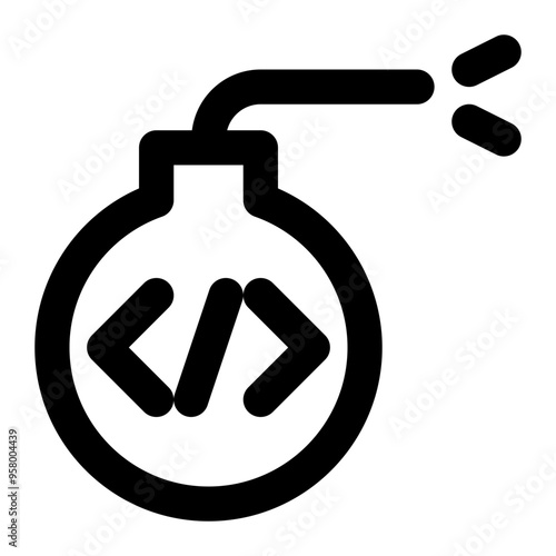 logic bomb, attack, code, malicious, cyber security outline icon