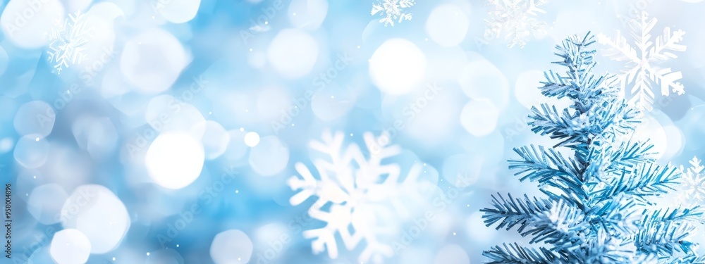 A tight shot of a solitary snowflake against a backdrop of blue, with softly blurred surrounding snowflakes A tight shot of a solitary snowflake against a backdrop of blue, with softly blurred surrounding snowflakes