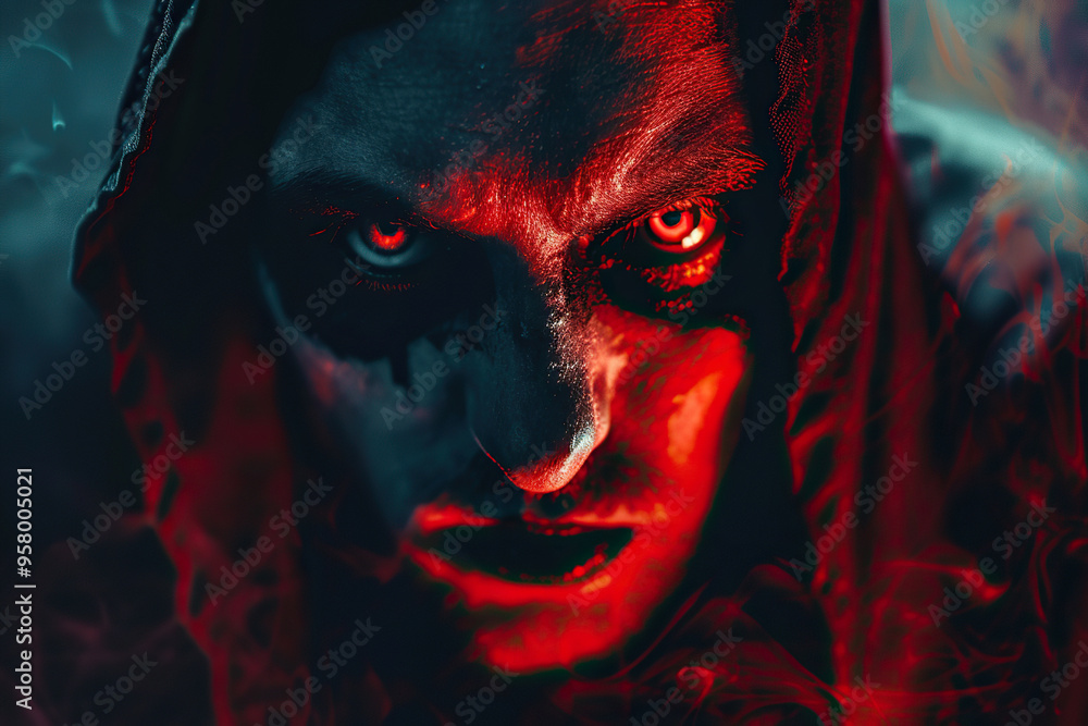 Fototapeta premium Scary zombie wandering in a street with dramatic lighting on celebration holiday Halloween