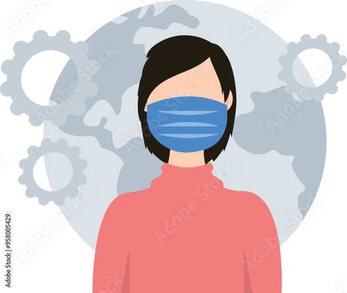 The girl is wearing a face mask.