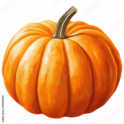 Pumpkin Illustration Art Painting on White Background Perfect for Autumn Harvest and Seasonal Design Projects