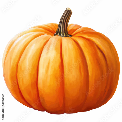 Illustration of Isolated Pumpkin on White Background Perfect for Autumn Harvest and Seasonal Design Projects