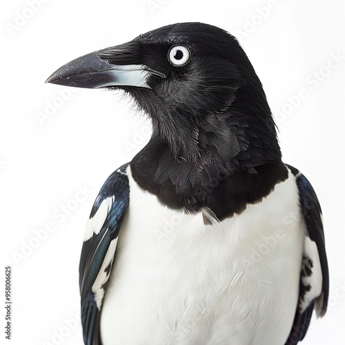 Australian Magpie, Close up isolated on white background  photo