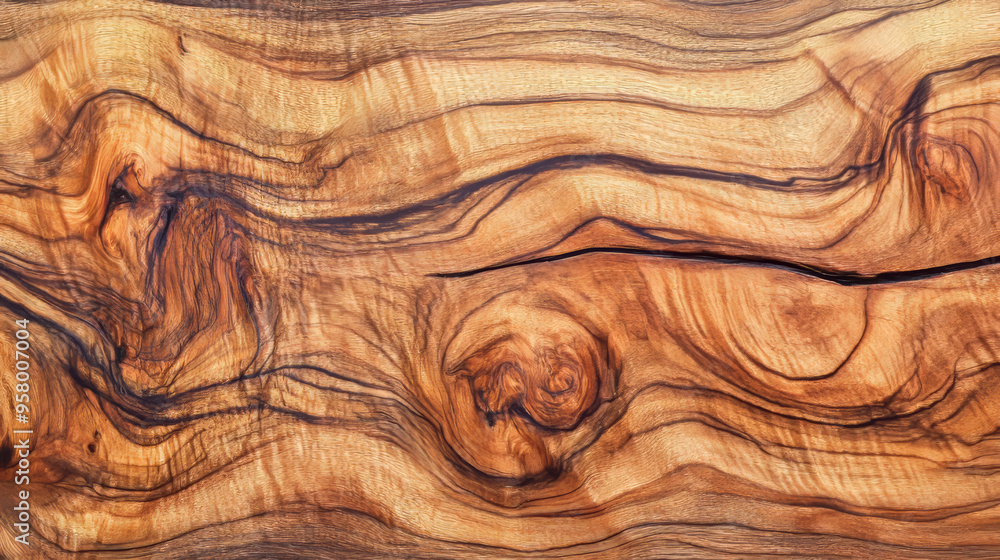 Naklejka premium Texture of a wooden plank made from an olive tree.