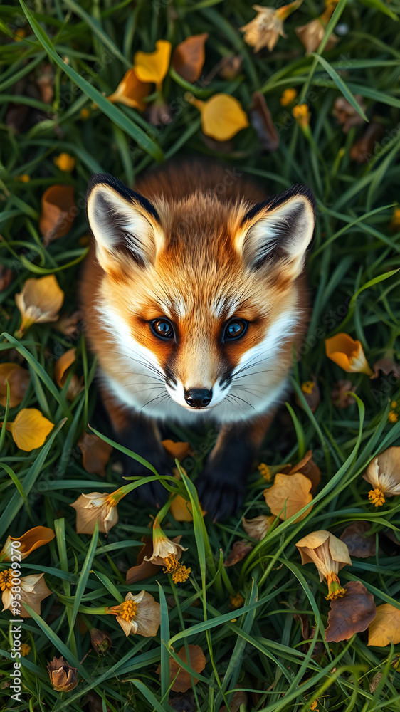 Obraz premium red fox in the grass