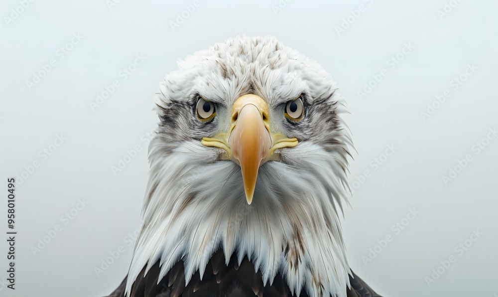 Obraz premium Bald eagle on white background. 