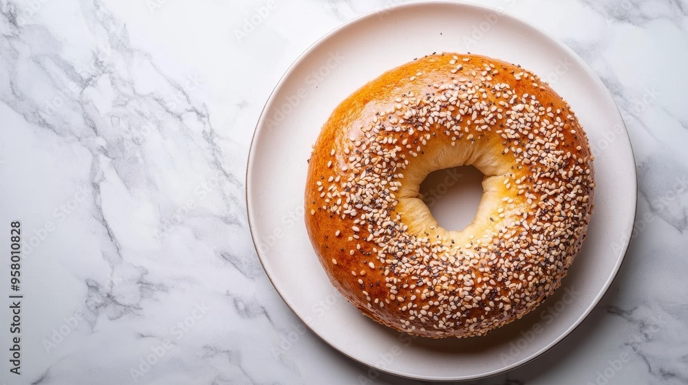 Freshly baked bagel with Sesame seed isolated on white background,Everything bagels topped with cream cheese,New York style bagels for breakfast,Homemade freshly baked bagels,space for text. Freshly baked bagel with Sesame seed isolated on white background,Everything bagels topped with cream cheese,New York style bagels for breakfast,Homemade freshly baked bagels,space for text.