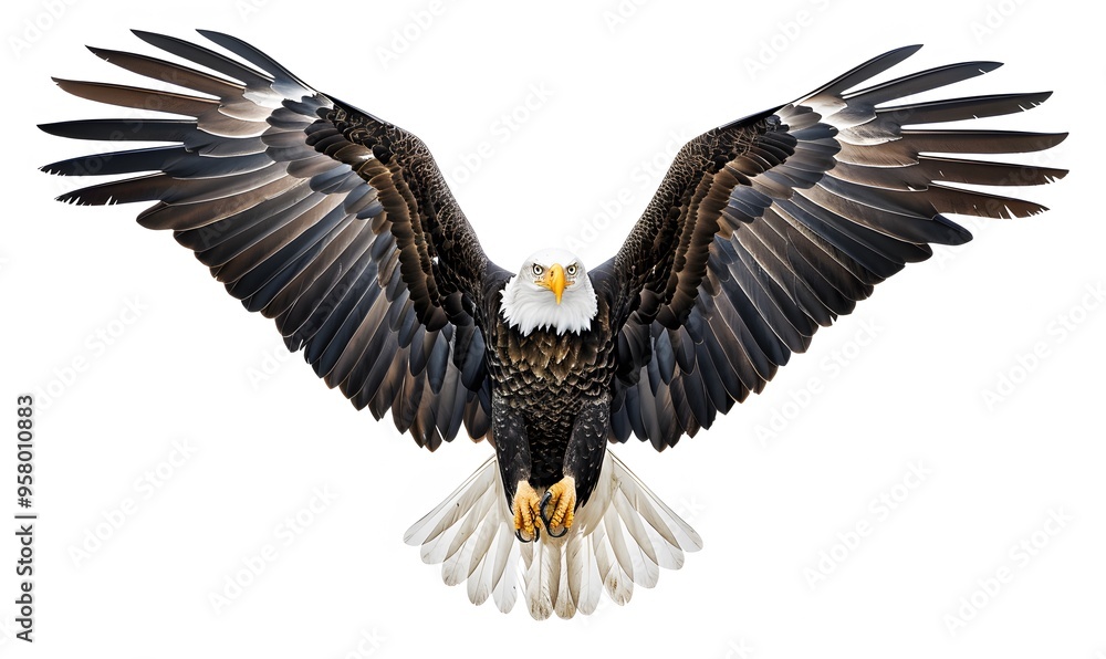 Obraz premium Bald eagle on white background.