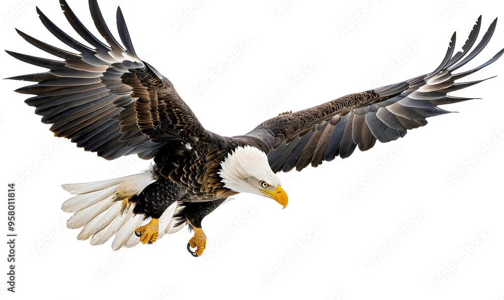 Naklejka premium Bald eagle on white background. 