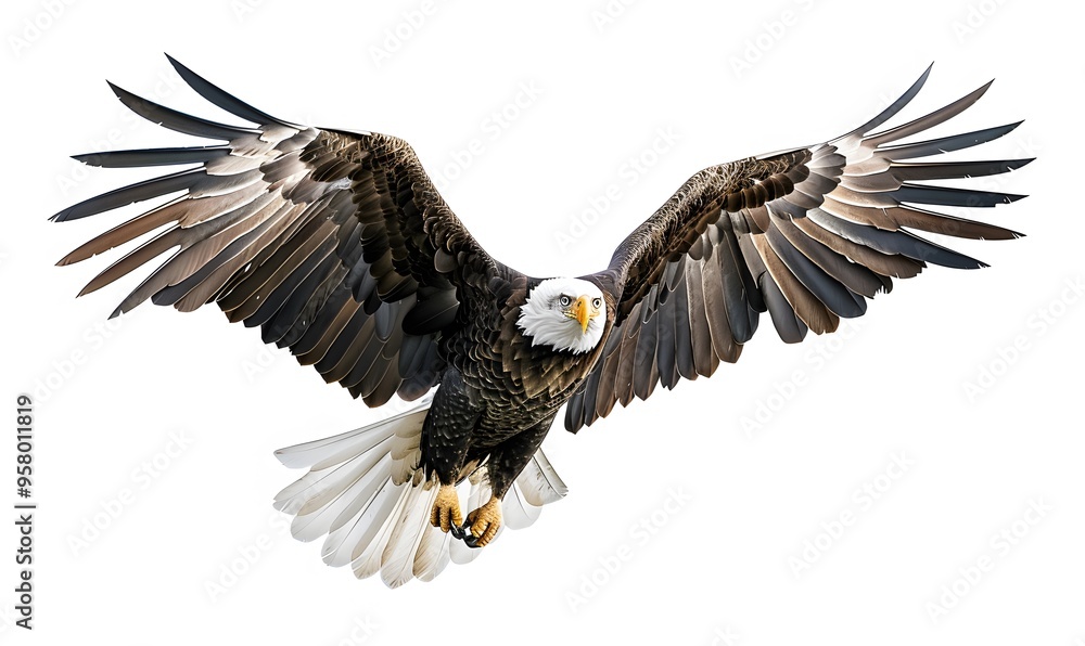 Obraz premium Bald eagle on white background. 