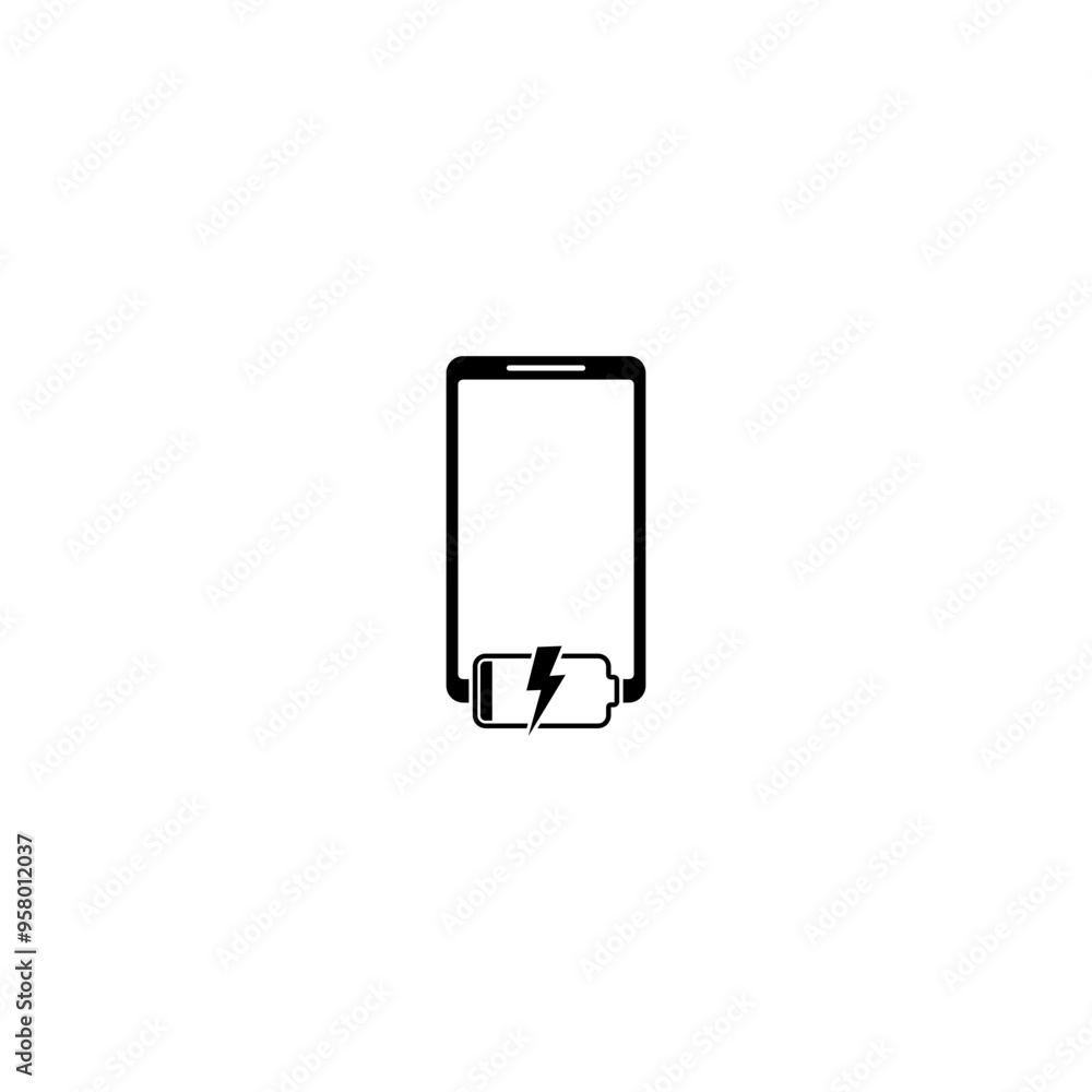 Smartphone battery charging icon isolated on white background Smartphone battery charging icon isolated on white background