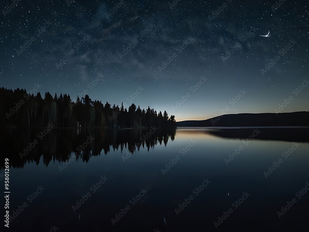 a lake with a star above it and a star that is on the sky a lake with a star above it and a star that is on the sky