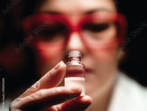 A scientist holds a vial of...