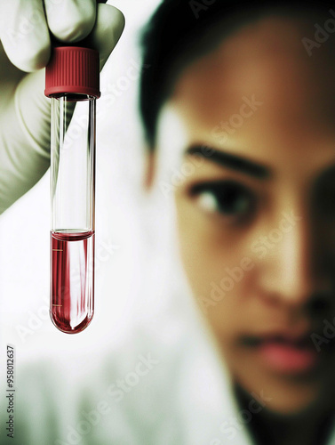 A scientist holds a vial of...