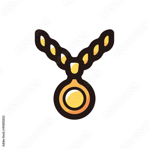 Gold chain necklace outline icon for graphic design, apps and websites