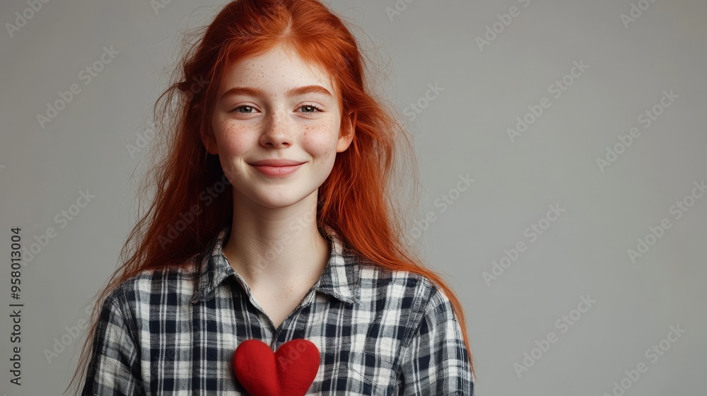 Teen promoting charity with heart. Teen promoting charity with heart.