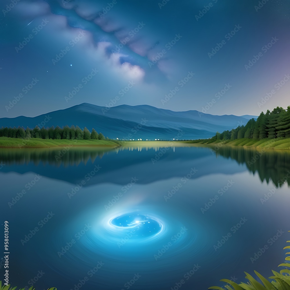 a picture of a lake with a large circle in the middle of it. a picture of a lake with a large circle in the middle of it.