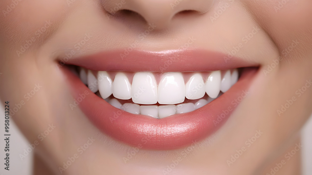 Closeup of beautiful smile with white teeth Closeup of beautiful smile with white teeth