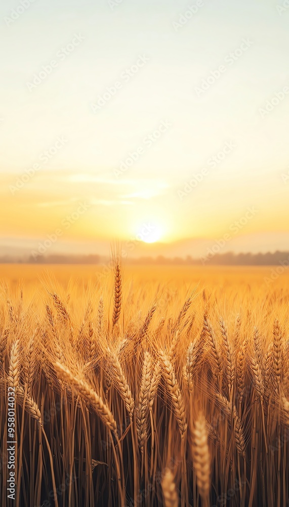 A serene wheat field at sunset, showcasing golden hues and the beauty of nature's harvest under a bright sky. A serene wheat field at sunset, showcasing golden hues and the beauty of nature's harvest under a bright sky.