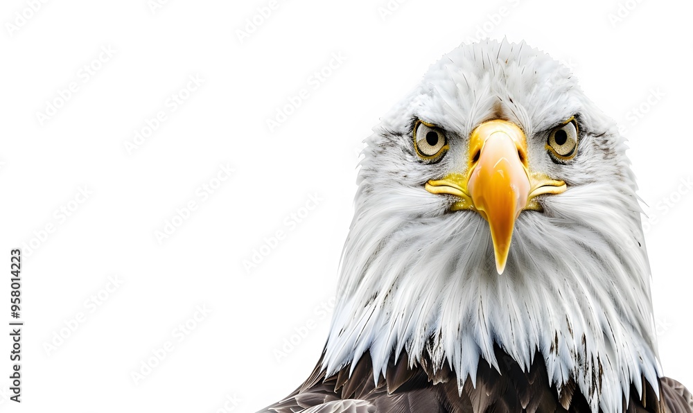 Obraz premium Bald eagle on white background. 