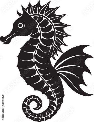 Vector art illustration of  seahorses positioned on a pristine white background