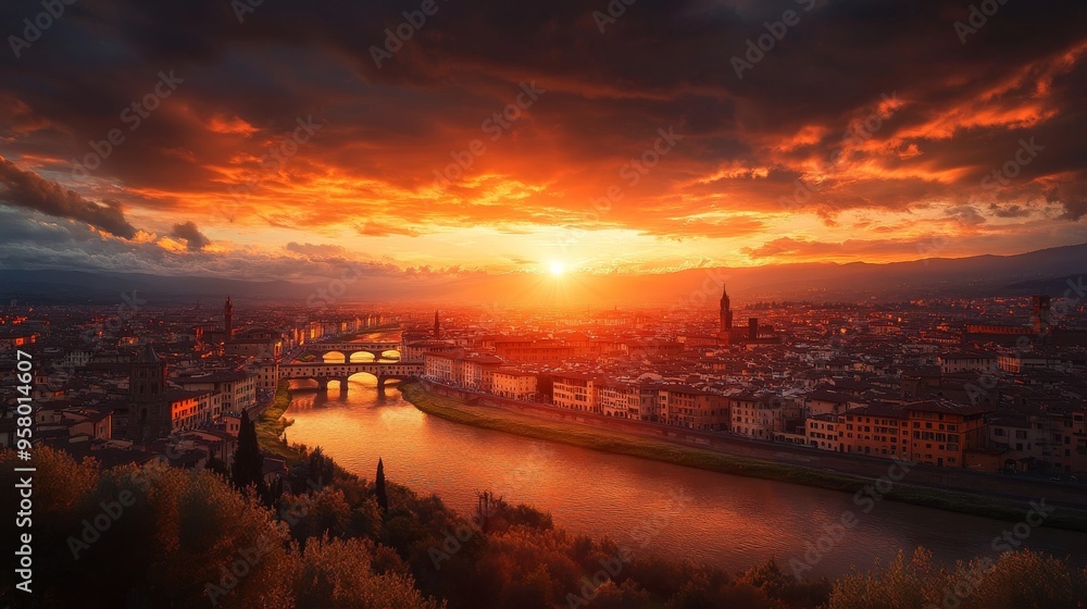 Sunset in Florence, Tuscany's capital Sunset in Florence, Tuscany's capital