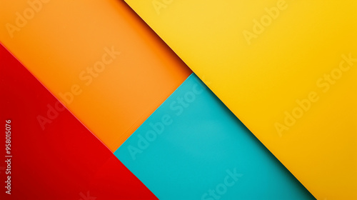 Free Download Geometric abstract background with vibrant color blocks in red, orange, yellow, and teal - GFXLoad