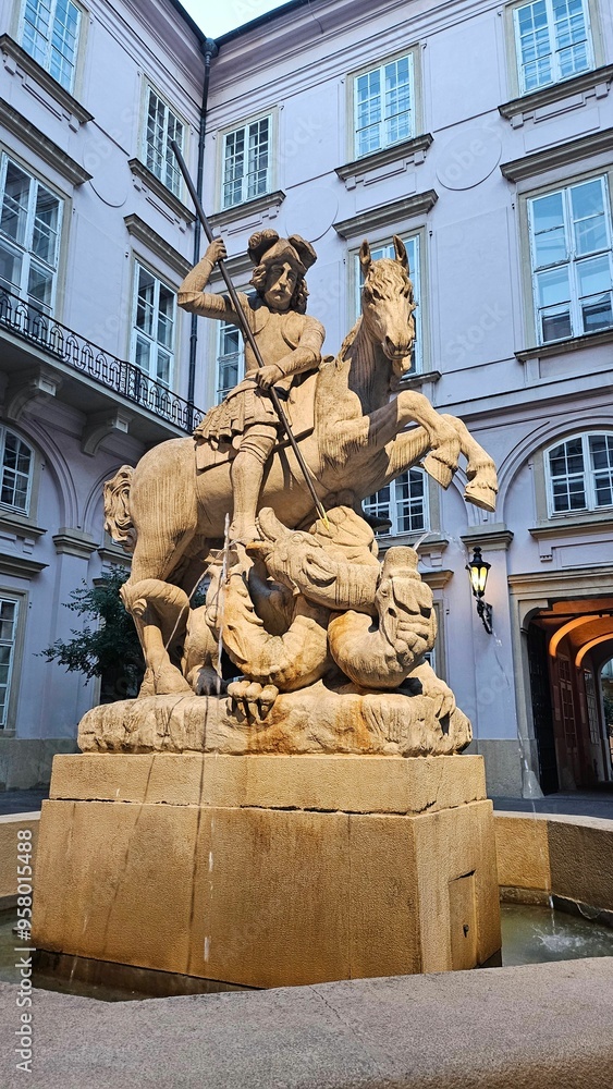 Obraz premium Saint George Fountain Detail in Bratislava