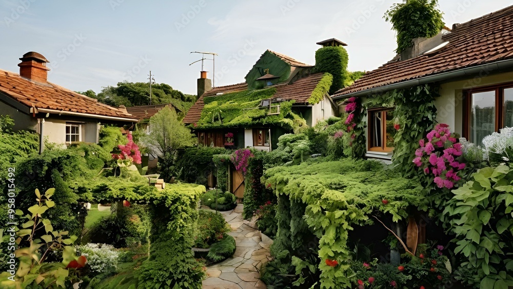 A vibrant rooftop garden filled with a variety of flourishing plants, showcasing urban greenery and sustainable living. A vibrant rooftop garden filled with a variety of flourishing plants, showcasing urban greenery and sustainable living.