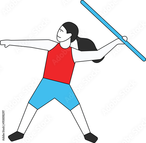 The girl is throwing a spear.