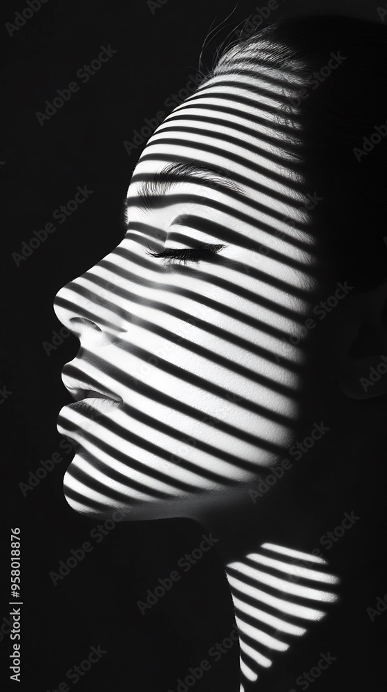 Striped Light on a Woman's Face Striped Light on a Woman's Face