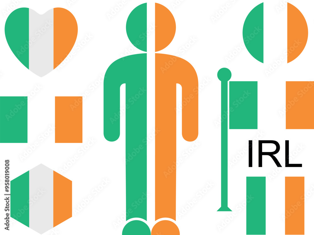Irish flag. Isolated Irish flag on white background Irish flag. Isolated Irish flag on white background