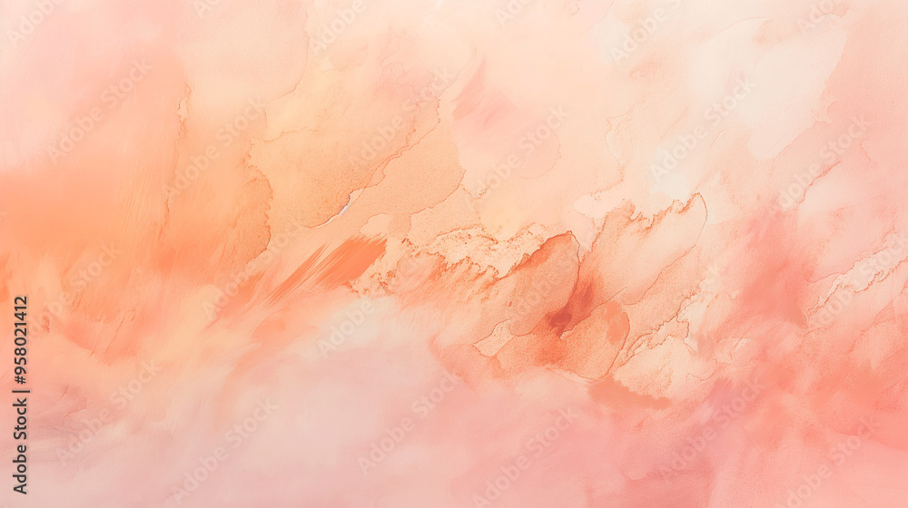 Fototapeta premium Gentle Watercolor Gradient from Light Peach to Soft Coral with Subtle Textures