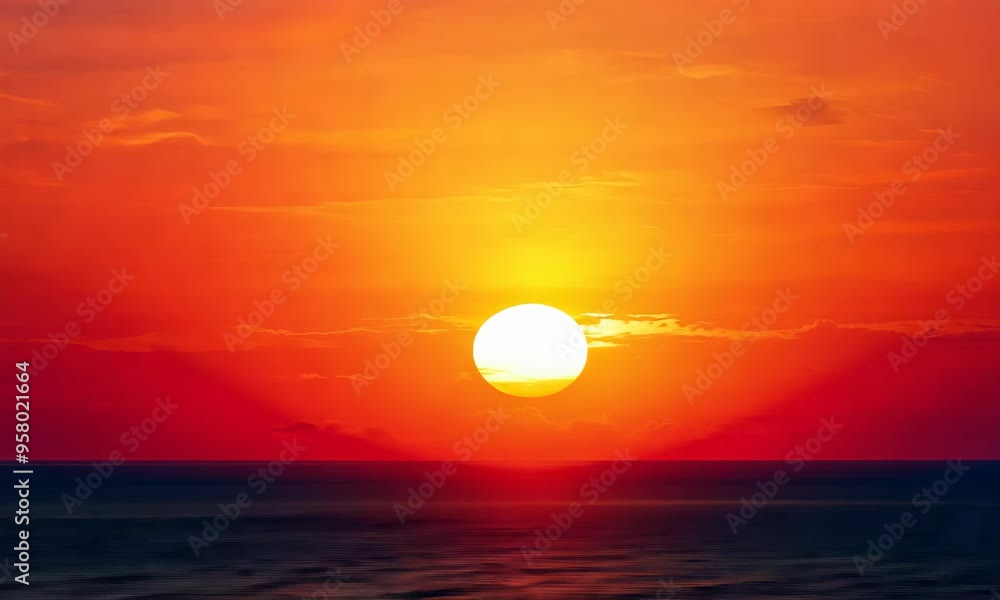 The sun is setting over the ocean, casting a warm glow over the water. The sky is filled with clouds, creating a serene and peaceful atmosphere The sun is setting over the ocean, casting a warm glow over the water. The sky is filled with clouds, creating a serene and peaceful atmosphere