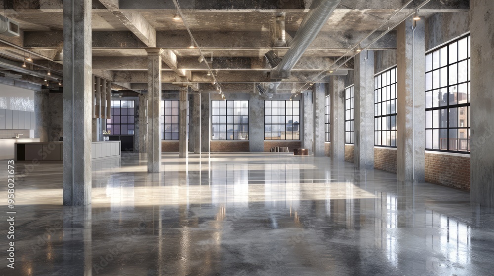 A high-tech industrial facility, showcasing steel beams and exposed ducts, sleek design, open layout, and a focus on modern engineering and efficiency A high-tech industrial facility, showcasing steel beams and exposed ducts, sleek design, open layout, and a focus on modern engineering and efficiency