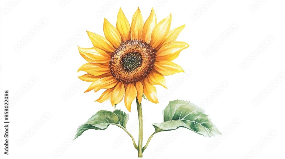 Fototapeta premium Beautiful Sunflower Illustration Highlighting Nature's Vibrant Colors and Botanical Elegance
