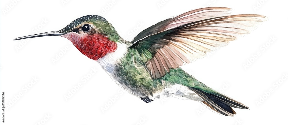 Fototapeta premium Vivid Hummingbird in Flight: A Stunning Representation of Nature's Beauty and Avian Diversity