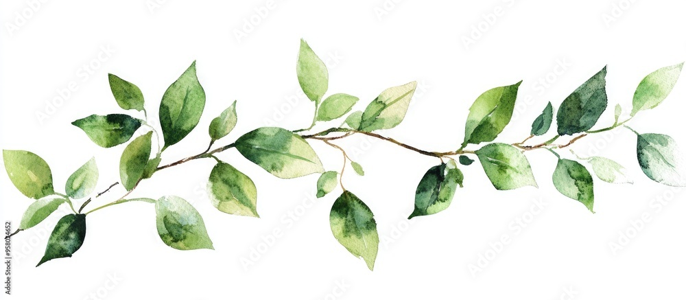 Elegant Watercolor Leaves: A Botanical Illustration of Fresh Greenery Elegant Watercolor Leaves: A Botanical Illustration of Fresh Greenery