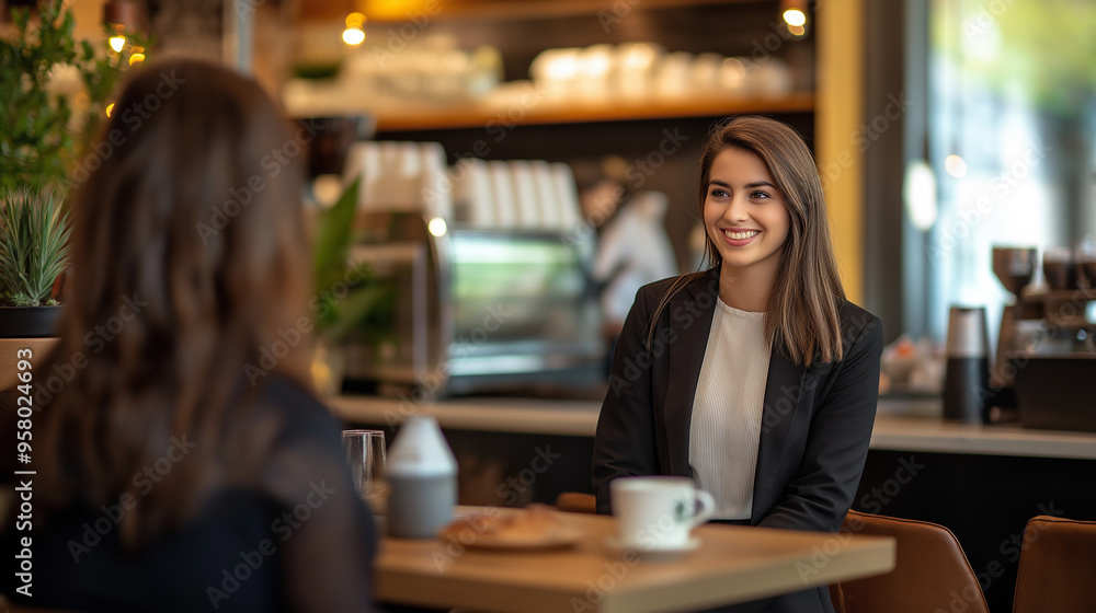 European business woman in a cafe meeting with a colleague European business woman in a cafe meeting with a colleague