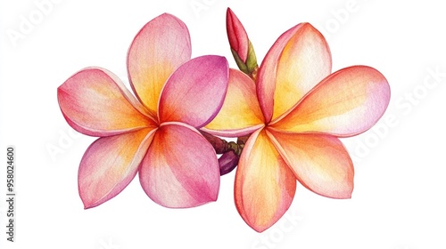 Captivating Watercolor Plumeria: A Vibrant Floral Delight Celebrating Nature's Beauty